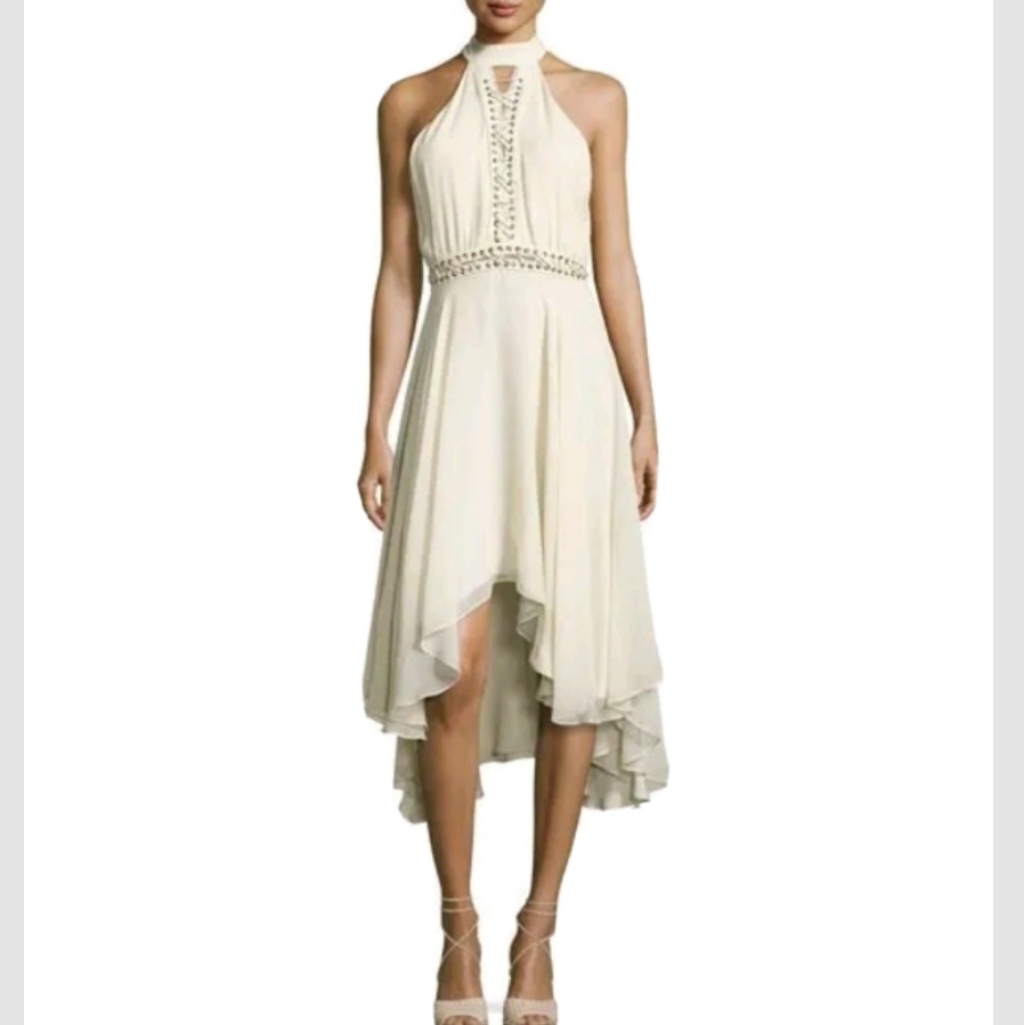 Haute Hippie Women's Dress The Free Spirit Lace-Up Silk Antique White Size Xs 2